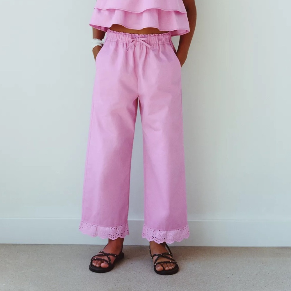 Zara Pink Kids Girls Lace Pants Bottoms 9-10 years